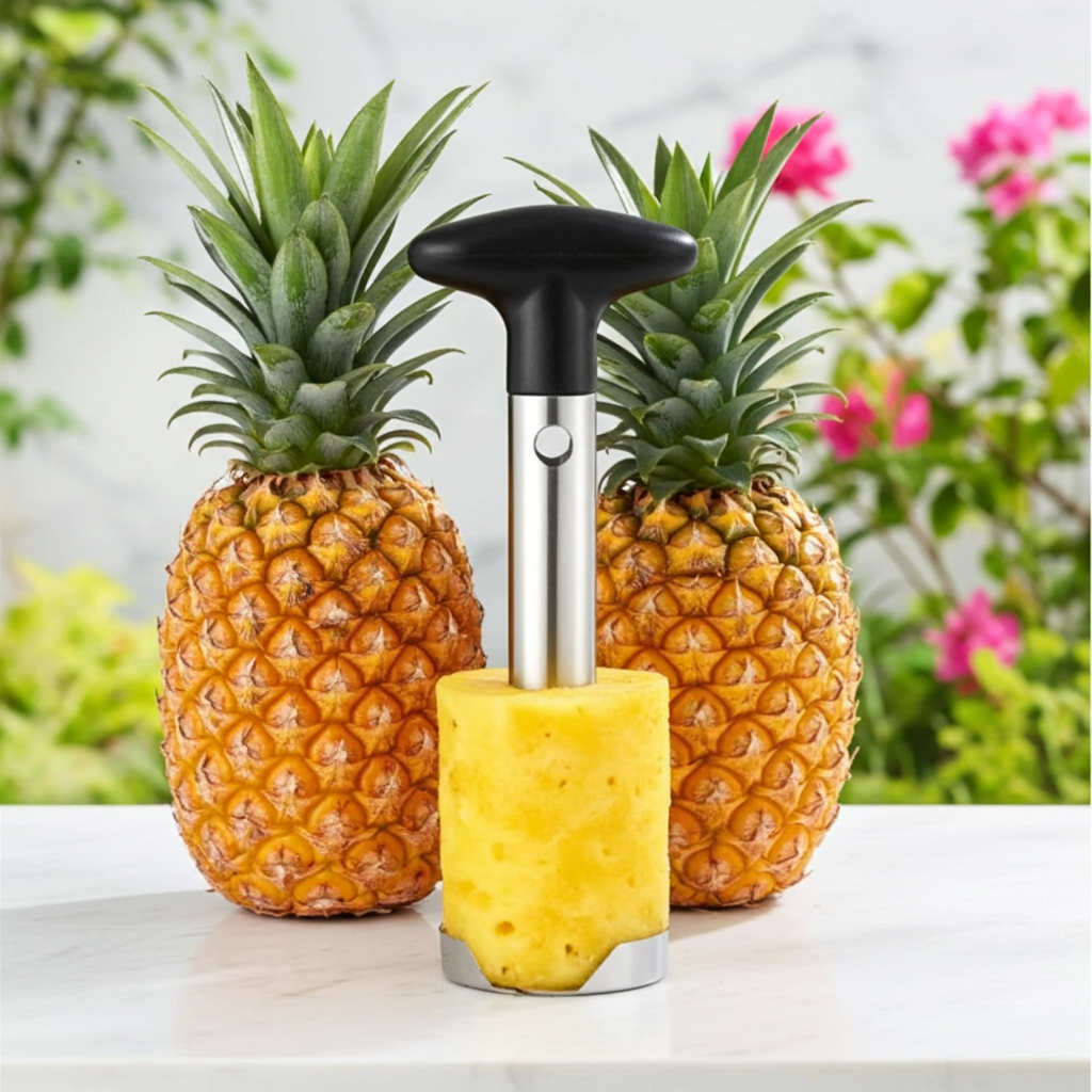 Stainless Steel Pineapple Corer & Slicer – Twist-and-Slice, 201-Grade Blade