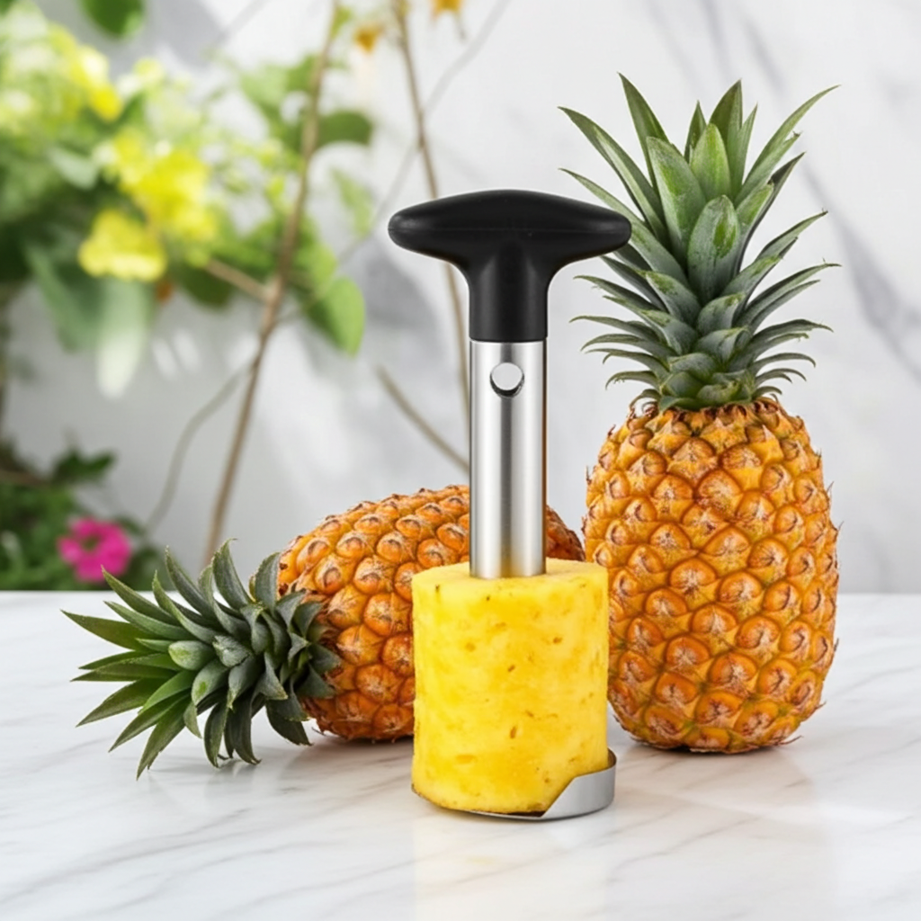 Stainless Steel Pineapple Corer & Slicer – Twist-and-Slice, 201-Grade Blade