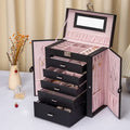 6-Tier Large Jewelry Box Organizer with 5 Drawers and Mirror