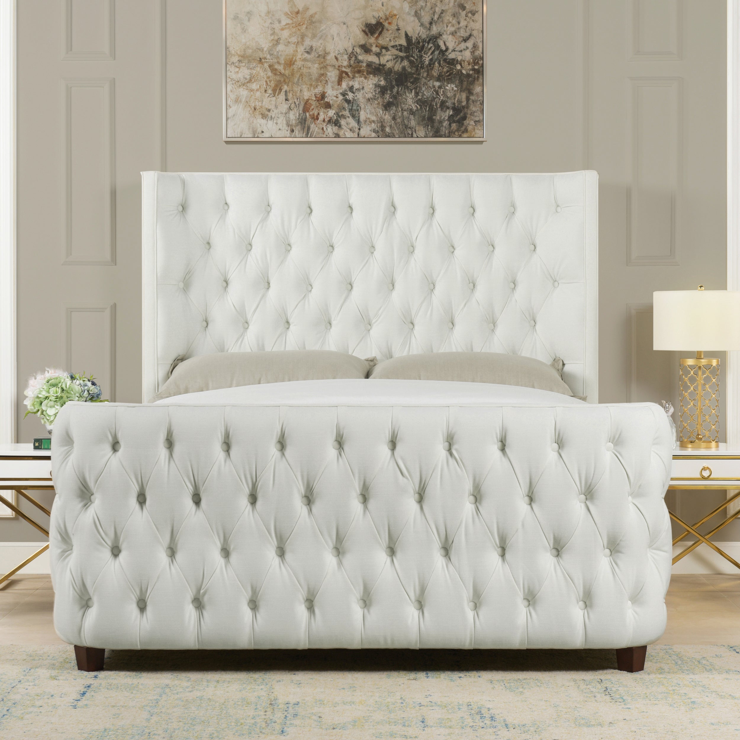 Brooklyn Queen Tufted Panel Bed Headboard and Footboard Set