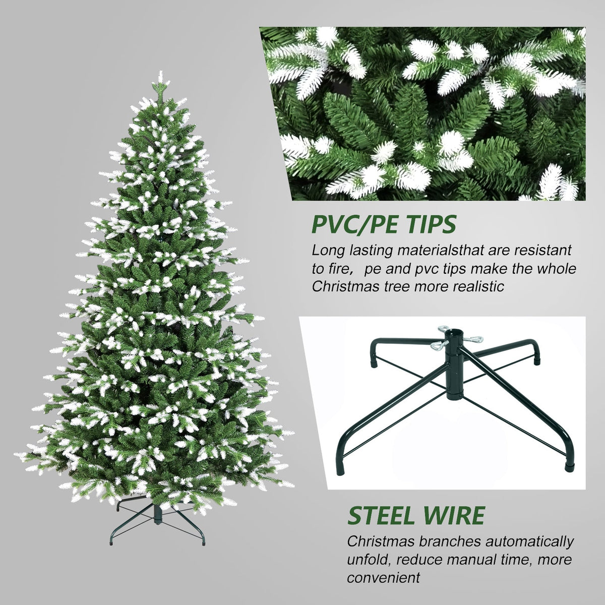 5FT Artificial Christmas Tree with White‑Tipped Tips