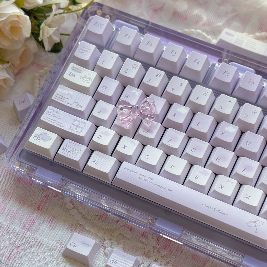 Todays Featured Product PBT Keycaps With 5-sided Dye-sublimation In A Rain-themed Design