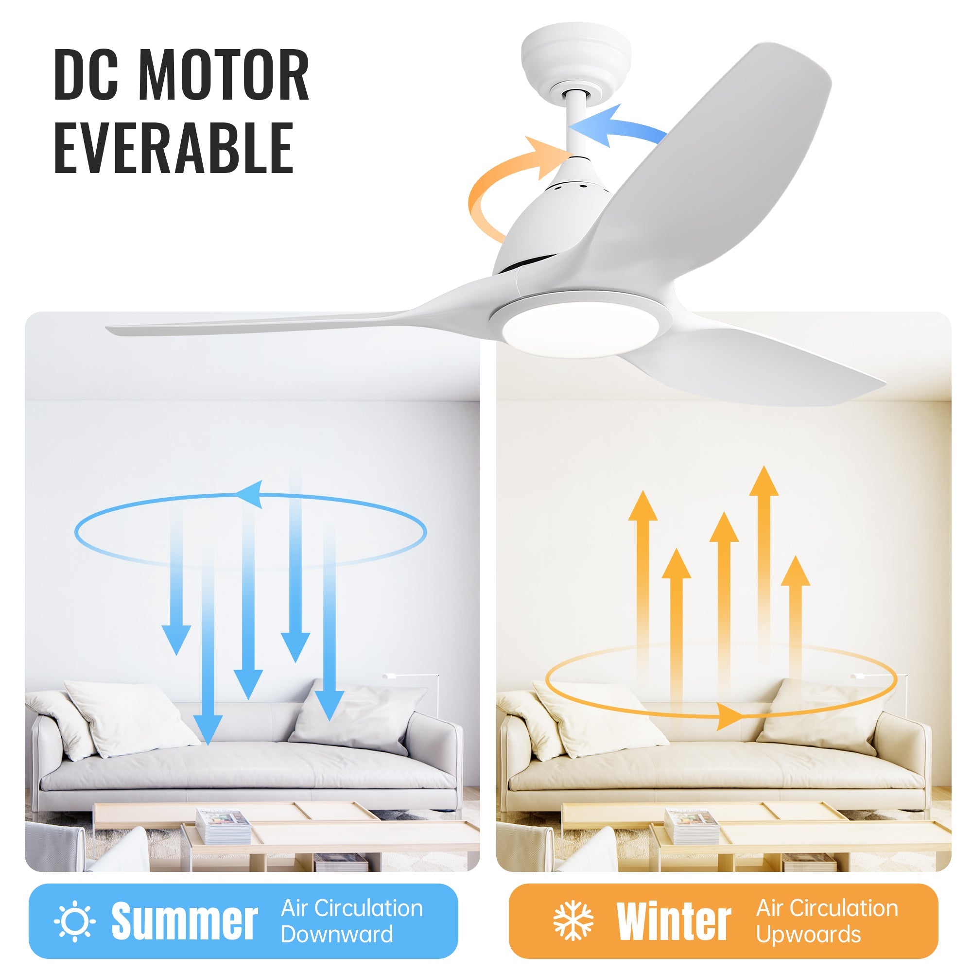 52 Inch Modern Ceiling Fan with 22W LED Light
