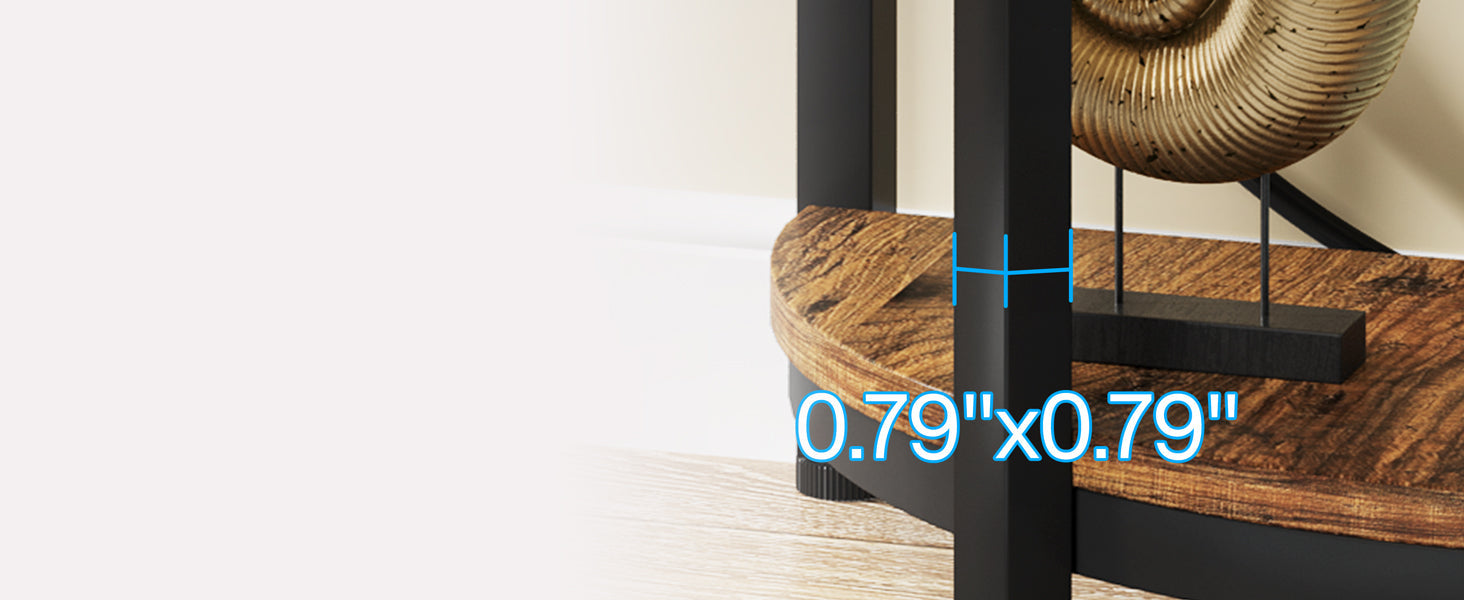 23.62” Industrial 3-Tier Half Moon End Table