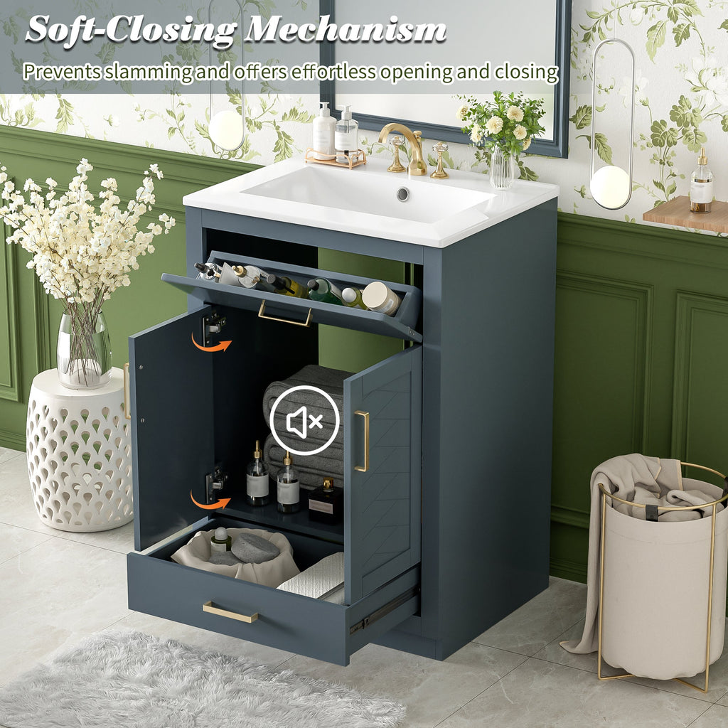 24" Bathroom Vanity with Integrated Ceramic Sink