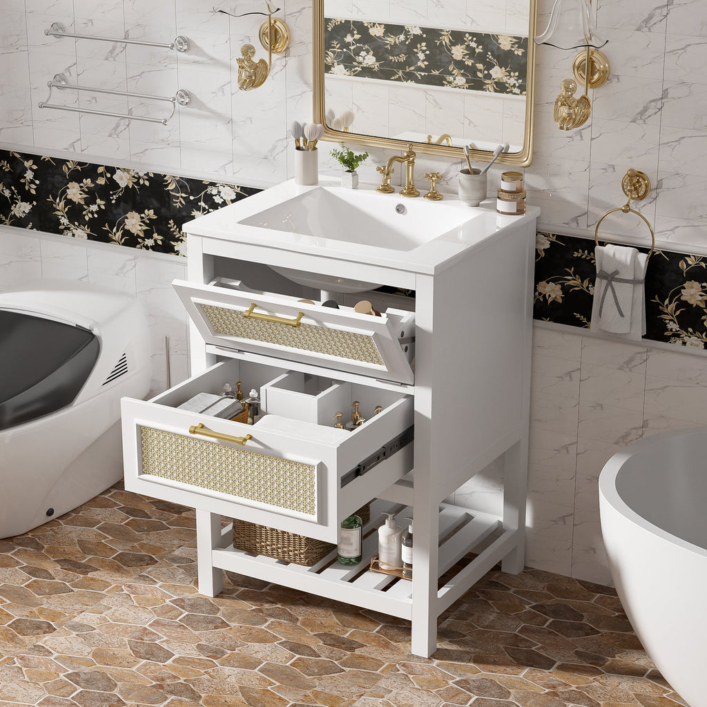 24" Bathroom Vanity with Integrated Ceramic Sink