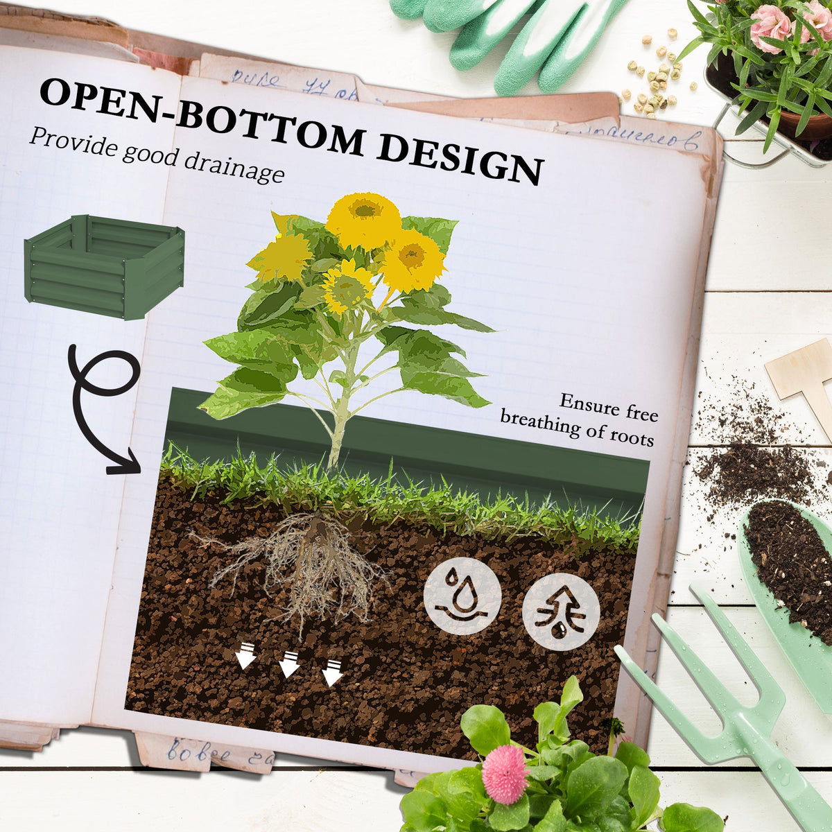 Outsunny Galvanized Raised Garden Bed