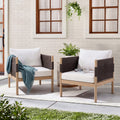 Outdoor Acacia Club Chairs (Set of 2) with Diamond-Pattern