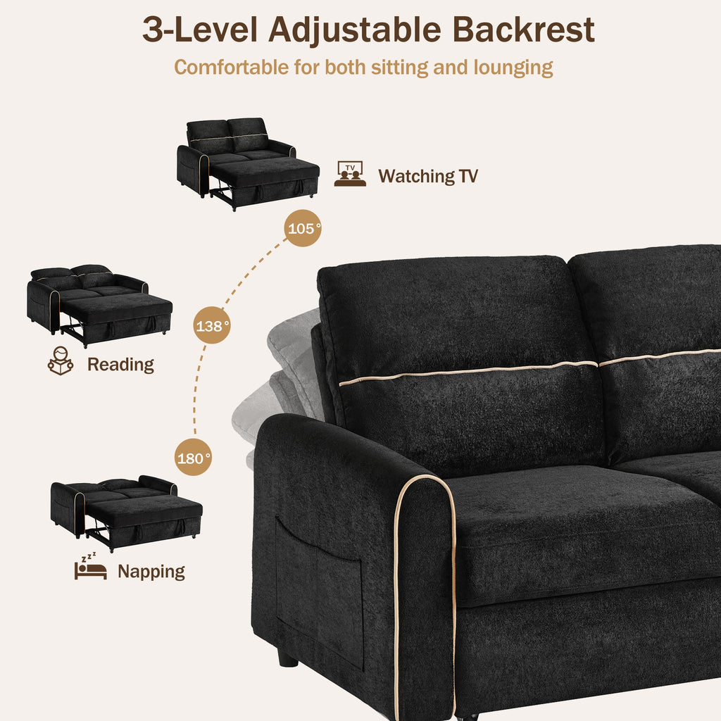 Chenille Pull Out Sofa Bed