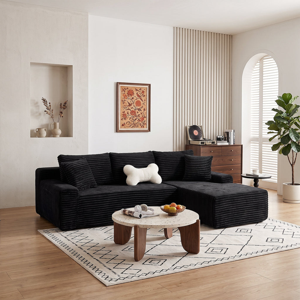 94 Inch Right Chaise L Shaped Boneless Cloud Sectional Sofa