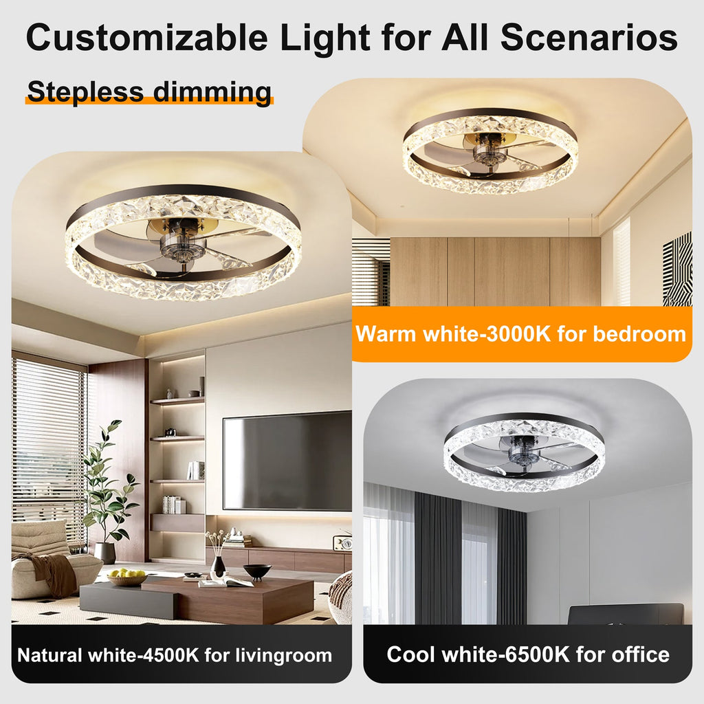 19.7" Ceiling Fan with Lights Remote and APP Control