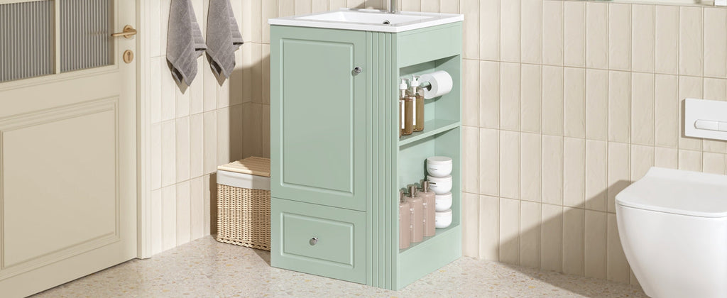 20" Freestanding Bathroom Vanity With Ceramic Sink
