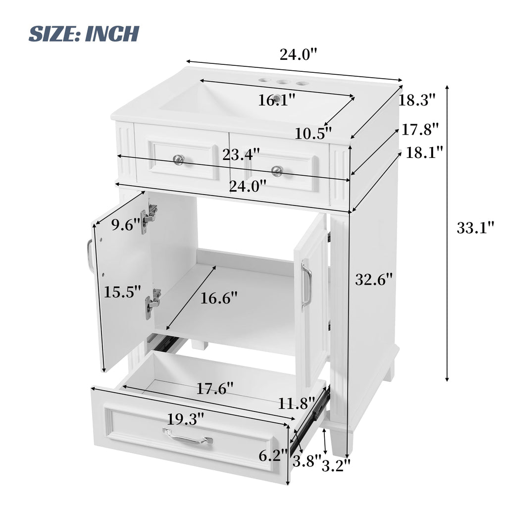 24" Bathroom Vanity with Ceramic Sink