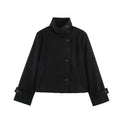 Womens Loose-fitting Stand-collar Thick Woolen Short Coat