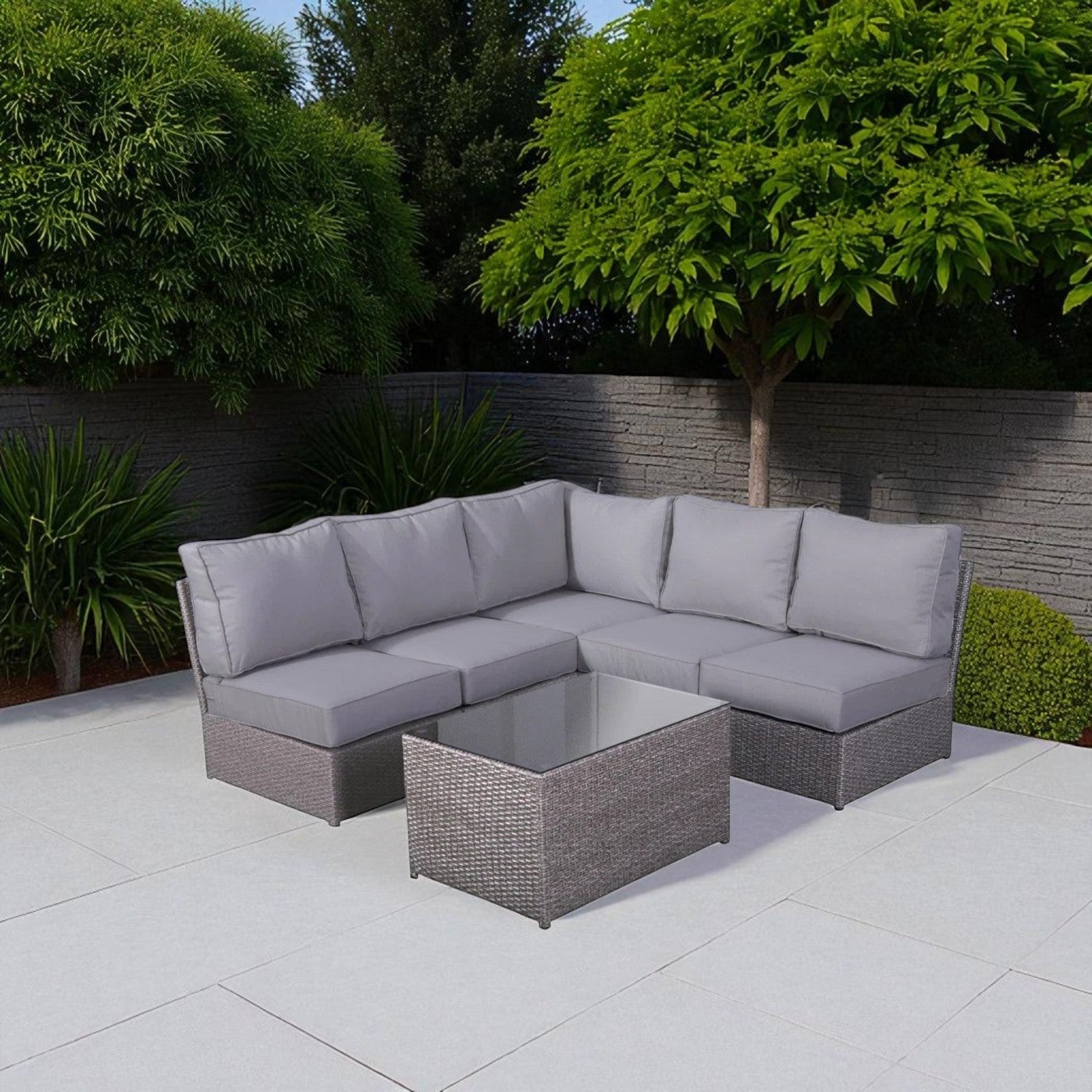 Fully Assembled 4-Person Patio Seating Set with Cushions