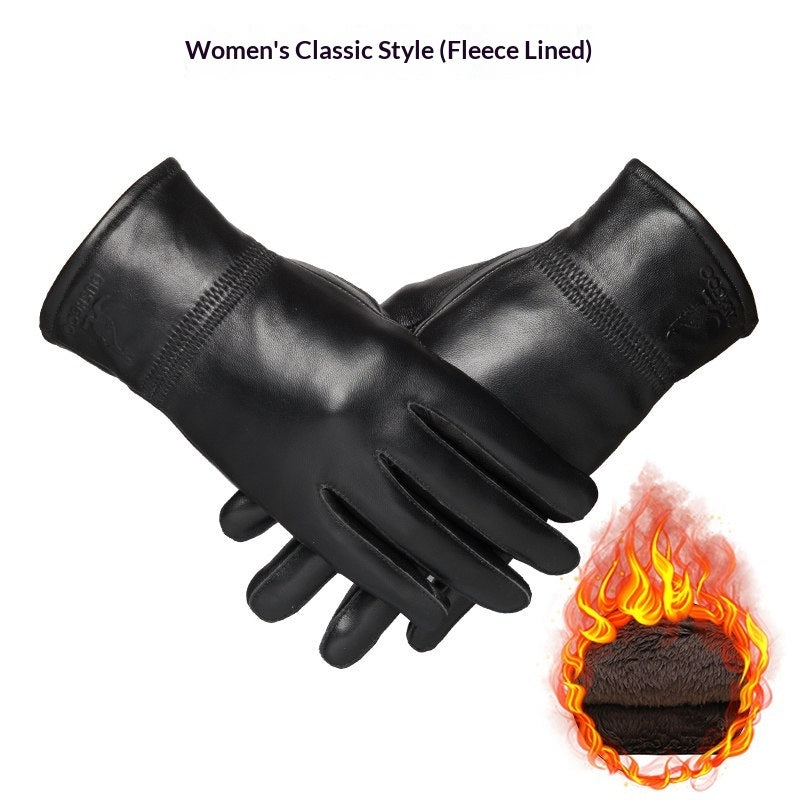 Genuine Leather Gloves With Fleece Lining For Extra Warmth And Waterproof Protection
