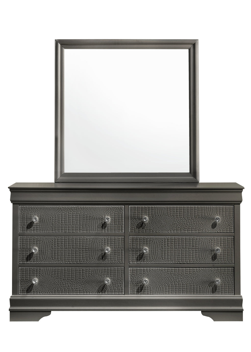 Blaze Modern Style Mirror Made with Wood in Metallic Gray