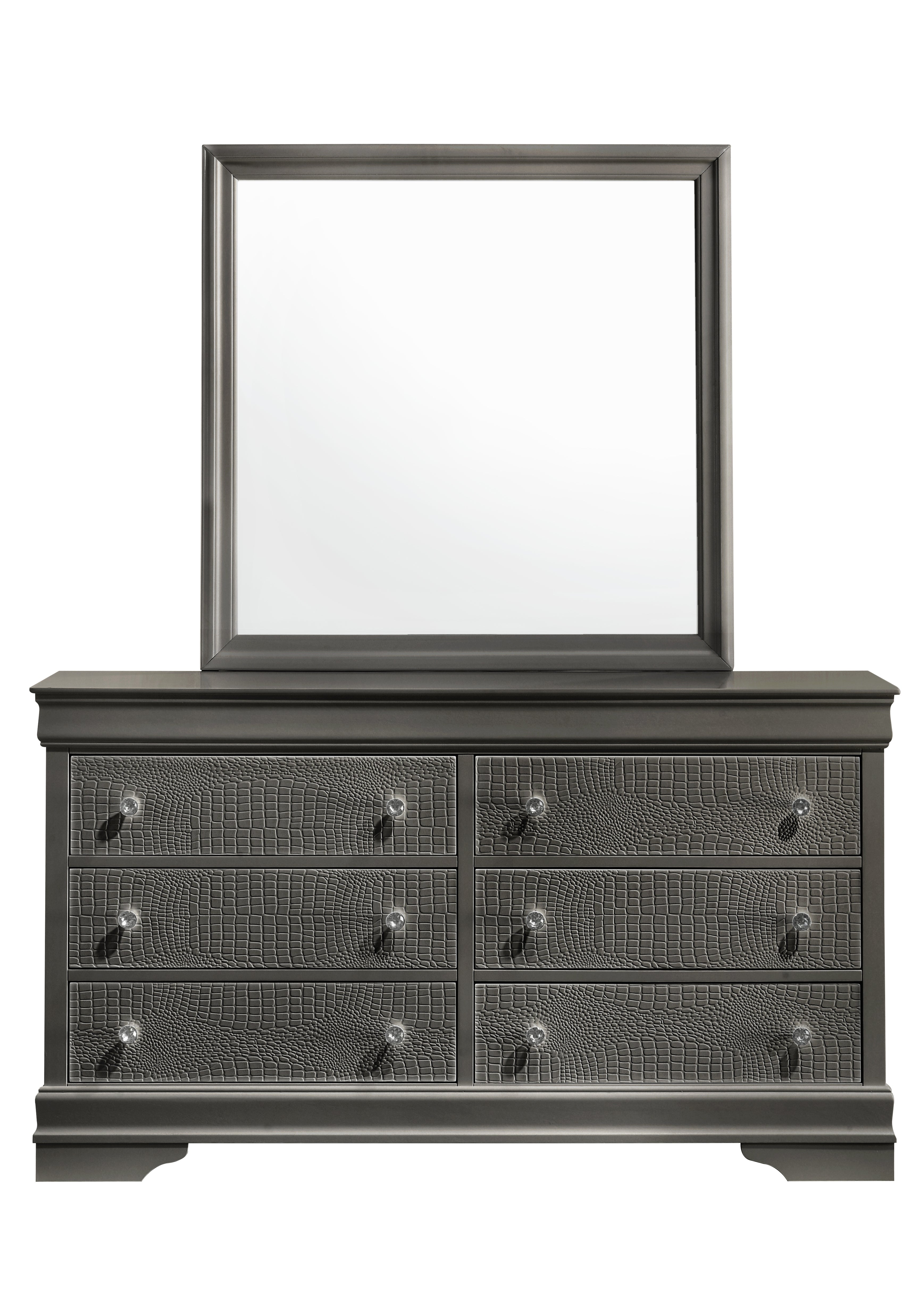 Blaze Modern Style Mirror Made with Wood in Metallic Gray