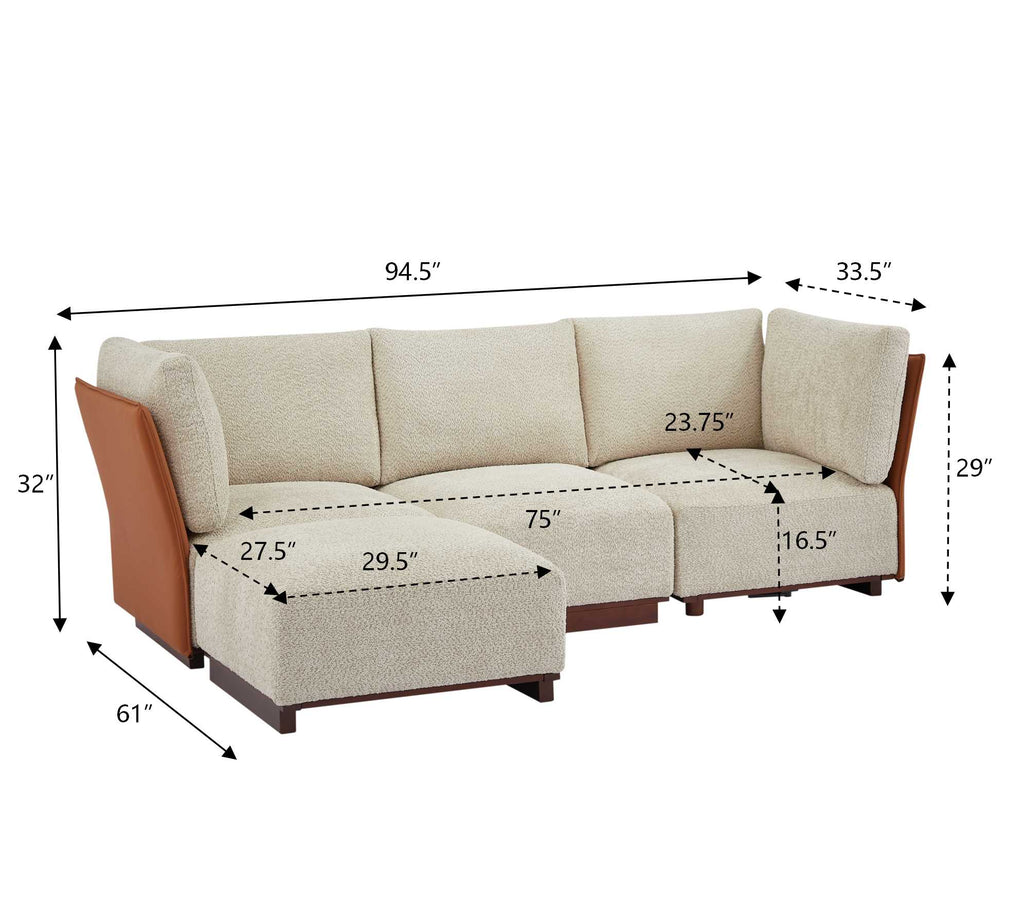 Velora 4-Piece L Shaped Boucle Modular Sectional Sofa