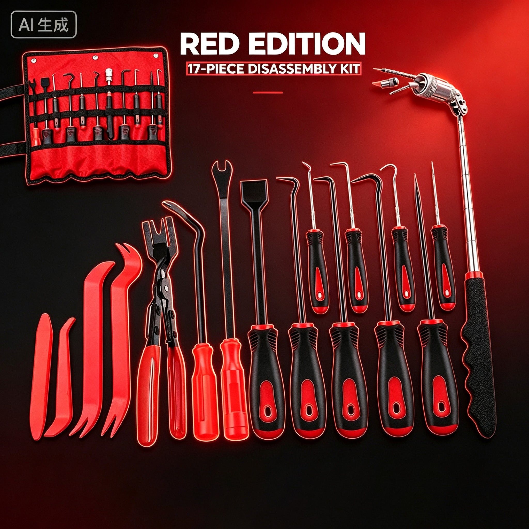 Car Removal Tool Kit 9 Pcs Oil Seal Hooks 4 Pcs Pry Bars Auto Trim Panel Disassembly Set For Car Modification