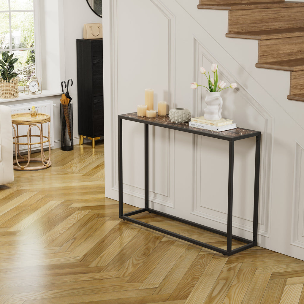 Narrow Console Table - High-End Edge Wrapped Foyer Table