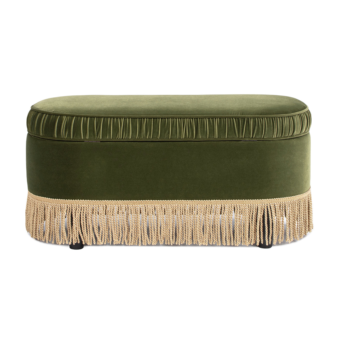 Serena 38" Oval Storage Bench Ottoman, Olive
