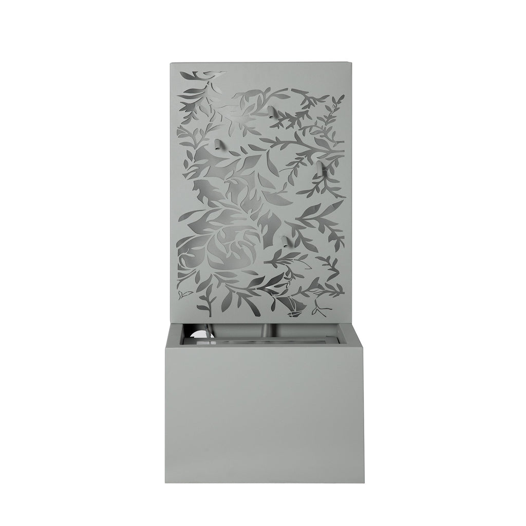 Light Gray Metal Leaf Cutout Water Wall Fountain