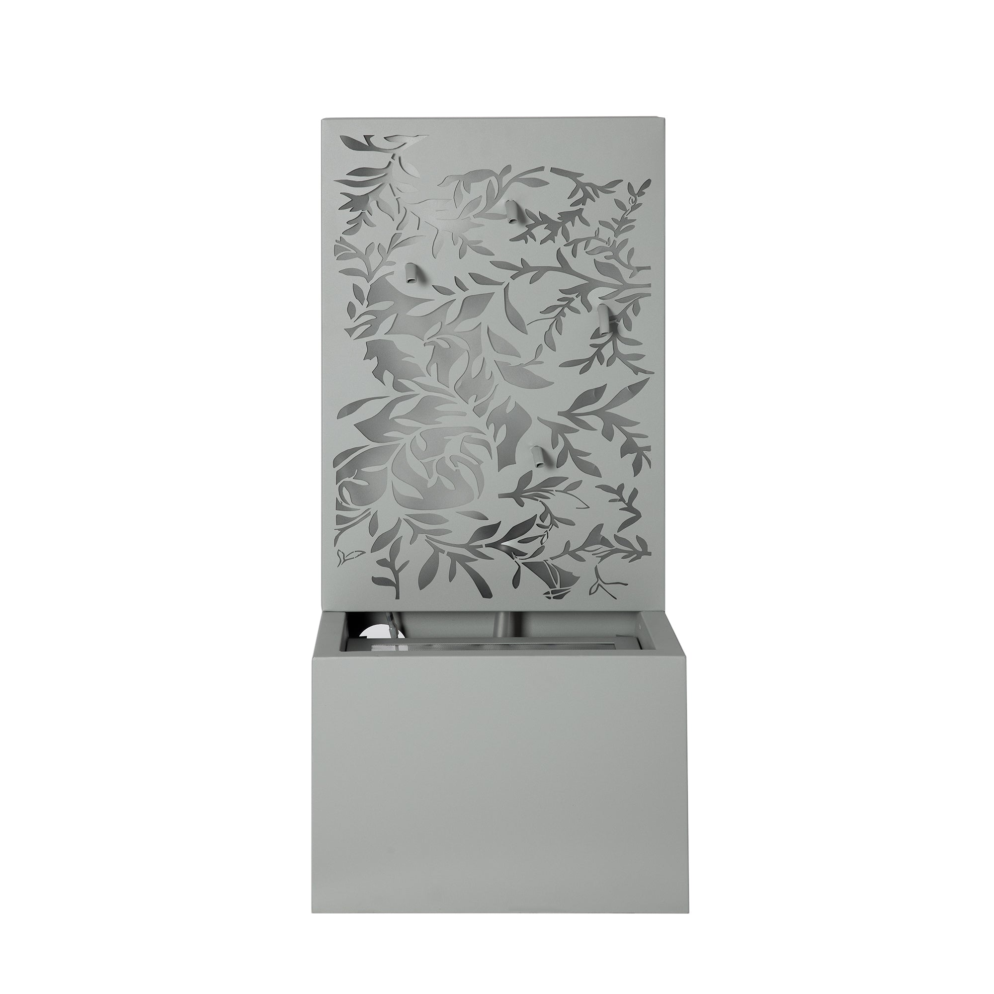 Light Gray Metal Leaf Cutout Water Wall Fountain