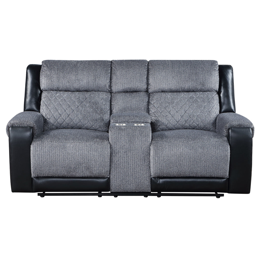 Alicia Grey/black Console Reclining Loveseat