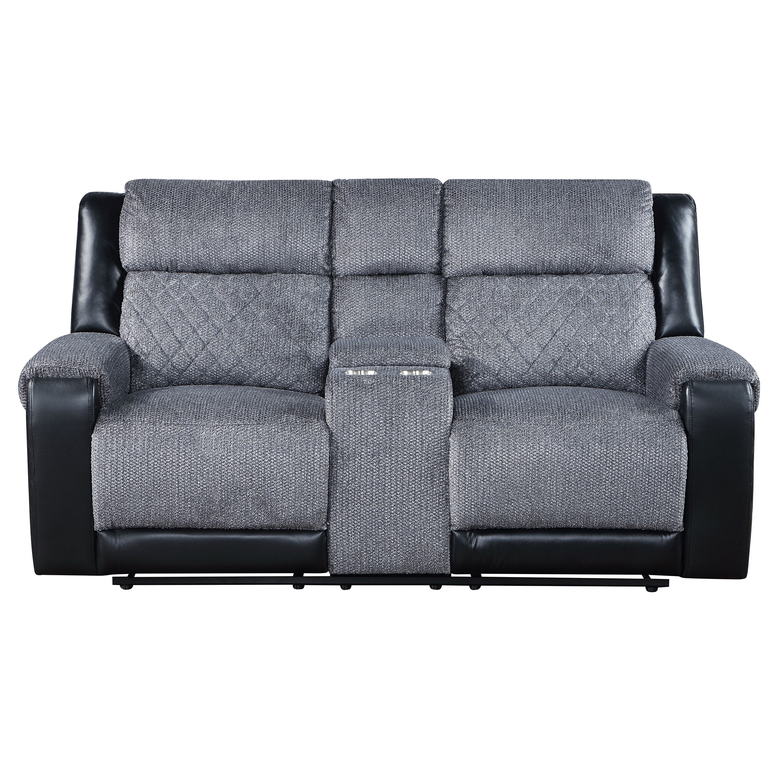 Alicia Grey/black Console Reclining Loveseat