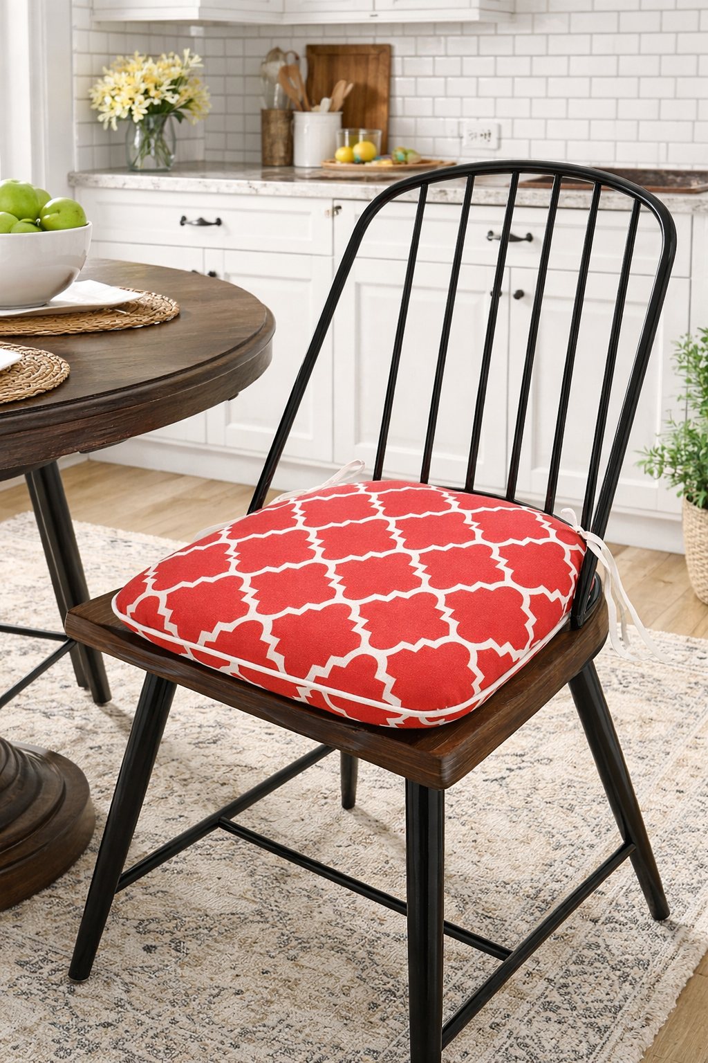 Outdoor Chair Cushions with Straps - Set of 4 Plaid