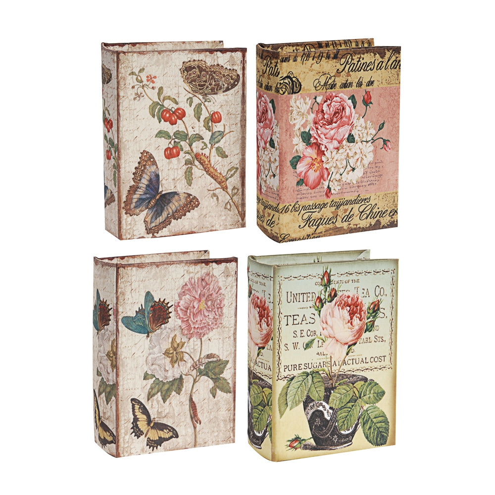 Set of 4 Nature Lover's Book Boxes with Floral Designs