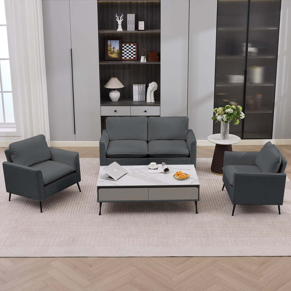 TS Cat Paw Leather Upholstered Loveseat