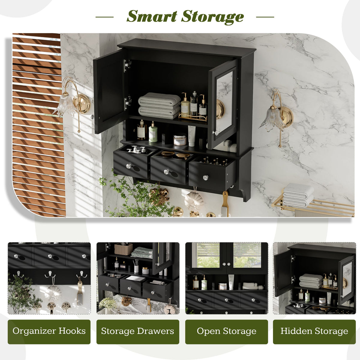 4-In-1 Bathroom Mirror Cabinet
