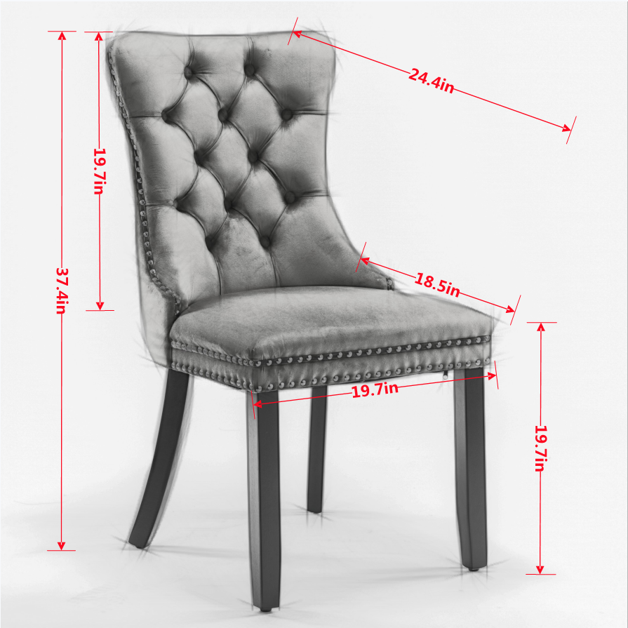 Classic Velvet Dining Chairs - Set of 2 in Burgundy