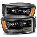 AlphaRex 06-08 Dodge Ram 1500HD LUXX LED Projector Headlights Plank Style Alpha Blk w/Seq Signal/DRL 880533 *Discontinued