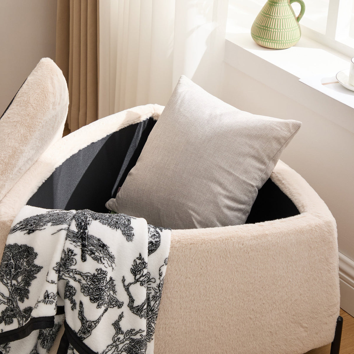 29.9" Wide 2-Piece Upholstered Storage Ottoman Set
