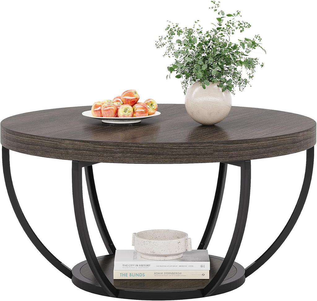31.7” Round Coffee Table with Storage