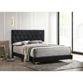 Lexie Black/Gold Diamond Tufted California King Panel Bed