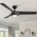 56" Modern Farmhouse Reversible Quiet Motor Ceiling Fan Light