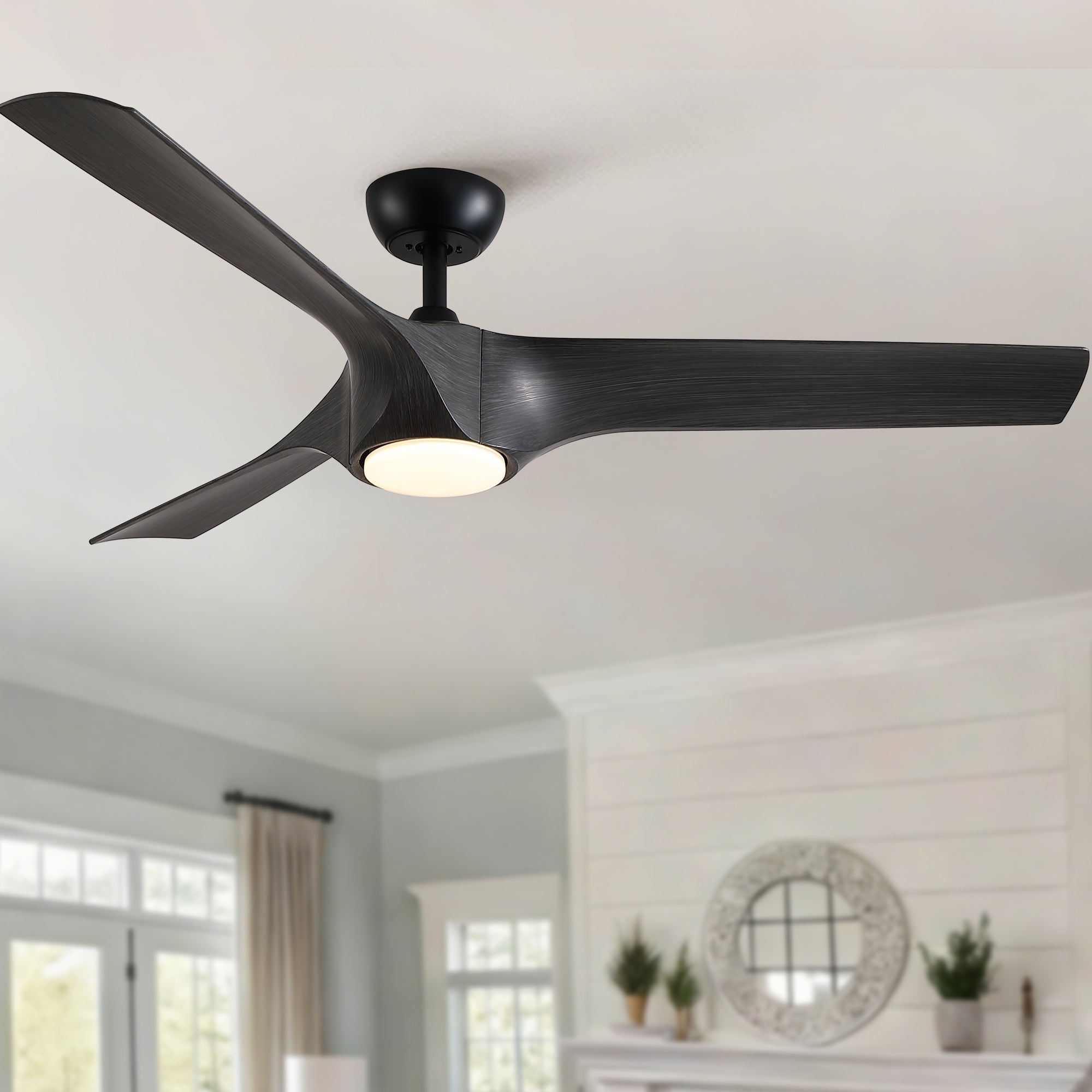 56" Modern Farmhouse Reversible Quiet Motor Ceiling Fan Light