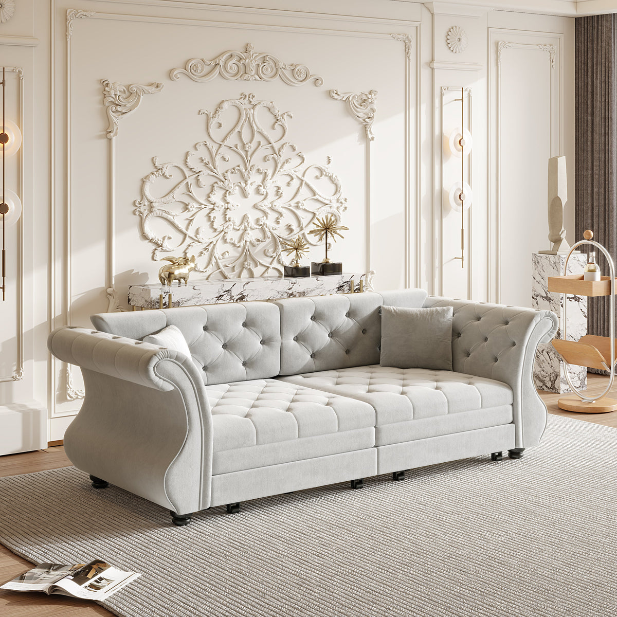 83.8" Oversized Chesterfield Pull Out Sofa Bed