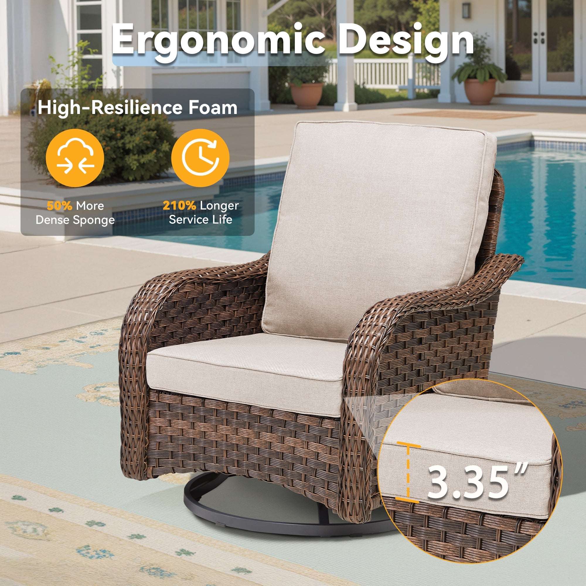 Patio Wicker Rocking Swivel Glider Chairs Set of 2