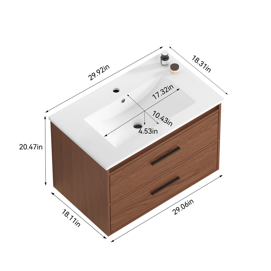 30" Reddish Brown Bathroom Vanity