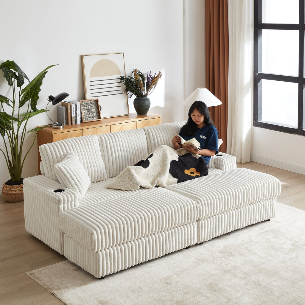 84-Inch Corduroy 3-Seater Sofa
