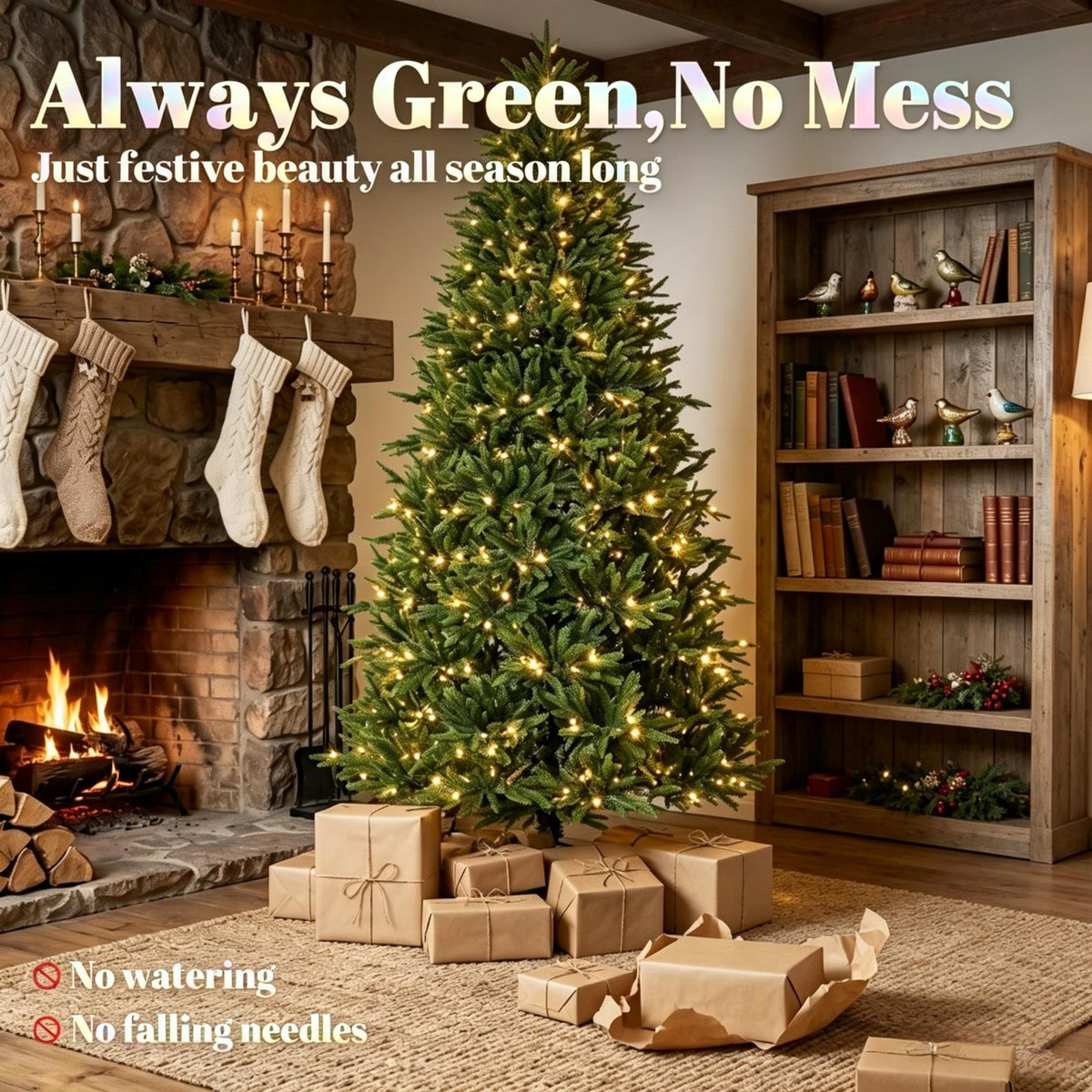 7.5-Foot Hinged Nordmann Fir Prelit Christmas Tree