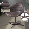 Pipino Antique Ebony Top Grain Leather Accent Chair with Swivel