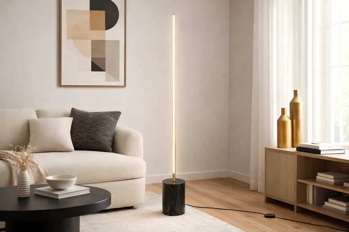 Prism Brassed Gold LED Floor Lamp