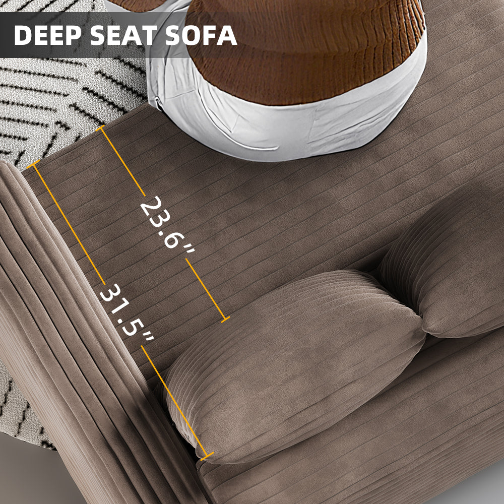 102.4" Plush Corduroy 4-Seat Sofa
