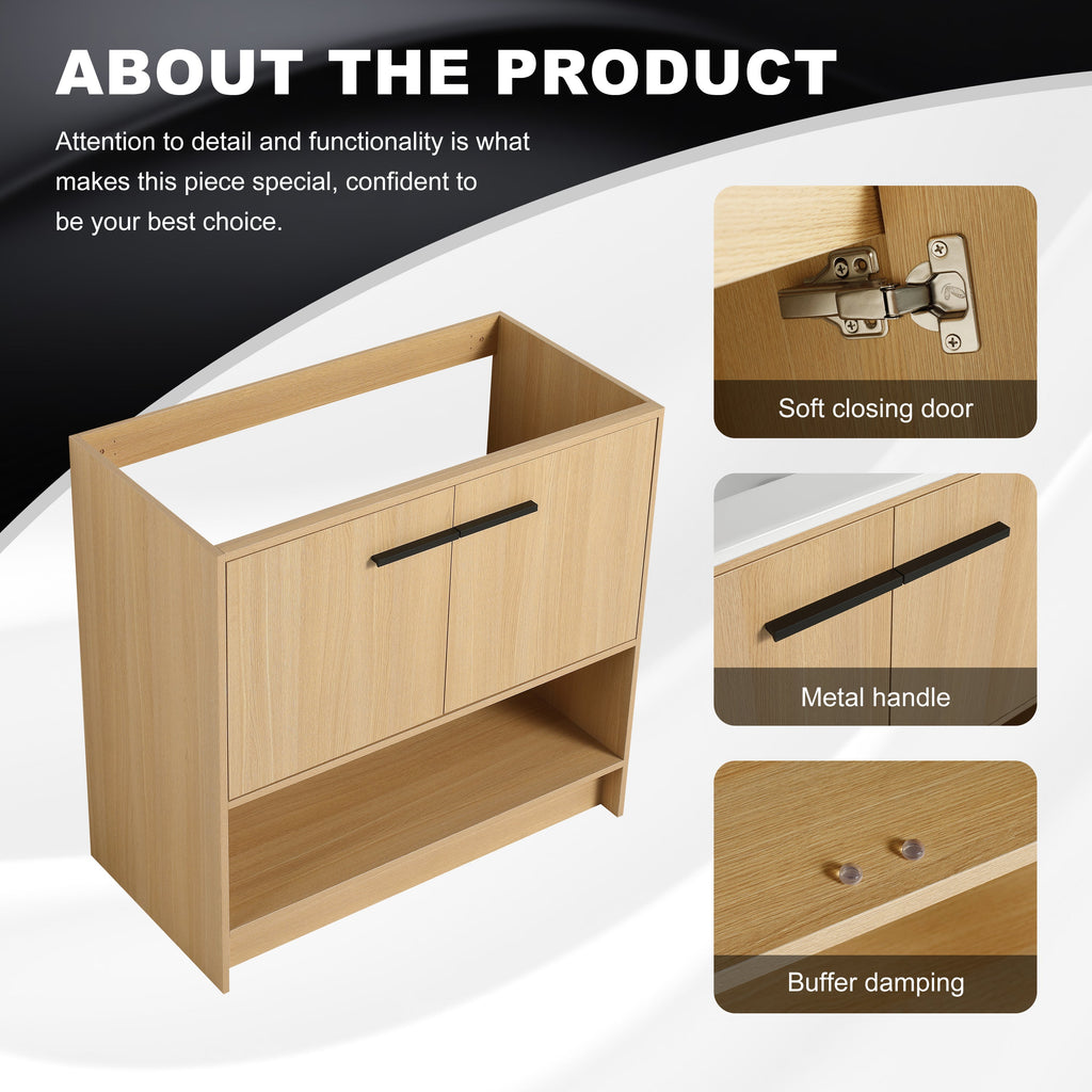36" Freestanding Bathroom Vanity with 2 Doors